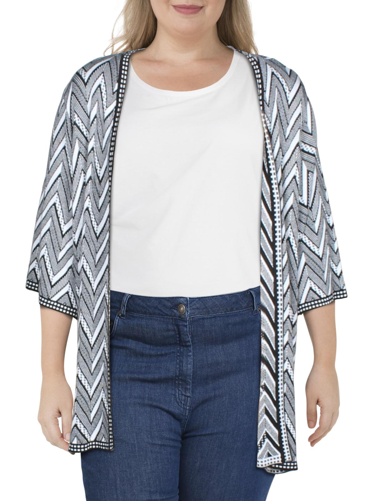 Bellini Womens Plus Chevron Open Front 