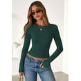 thumbnail image 5 of PRETTYGARDEN Women Summer Long Sleeve Shirts Ribbed Knit Crewneck Fitted Basic Tee Going Out Tops Casual Workout Outfits, 5 of 10