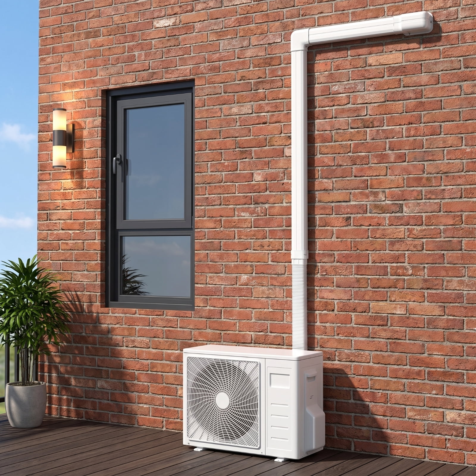 RUIE 4 Inch Mini Split Line Set Cover Kit, Decorative PVC Slim Duct Cover for Ductless Mini Split & Central AC 7000-24000 BTU, Paintable Weather-Resistant Line Cover Kit, White