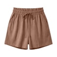 thumbnail image 6 of Mifsaly Summer Shorts for Women 2026 Paperbag Elastic Waist Drawstring Casual Shorts with Pockets Lightweight Relaxed Fit Flattering Lounge Bottoms Coffee,XL, 6 of 8