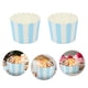 thumbnail image 2 of 50 unidades de envoltorios de papel para cupcakes a rayas azules y blancas, resistentes al calor., 2 of 8