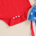 thumbnail image 5 of Okbabeha Newborn Baby Girl 4th Of July Outfit Short Sleeve Stars Striped Romper Suspender Skirt Headband 3Pcs Set, 5 of 7