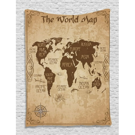 - Compass Old World Map Tapestry Wall Hanging for Living Room Bedroom Dorm Decor