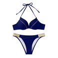 thumbnail image 1 of Mujer Cómodo sólido con almohadillas en el pecho con soporte de acero Seaside Beach Swim Bikinis Set Traje de baño dividido OAVQHLG3B Store lin121212, 1 of 3