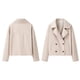 thumbnail image 2 of Abrigo Corto de Lana de Invierno para Mujer, Corte Holgado, Cruzado, Elegante, Tipo Blazer, Estilo Marinero Crema M, 2 of 6