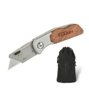 Hyper Tough Folding Lock Back Utility Knife with Wood Handle, 42869