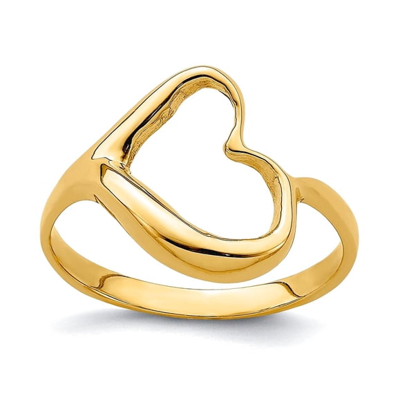 13-janmm 14k Polished Gold Tilted Love Heart Ring Size 6 Statement Ring for Women
