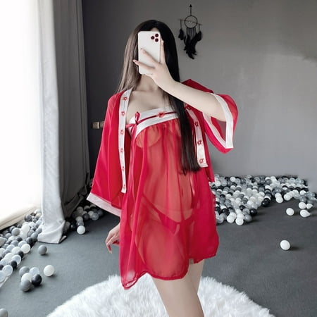 

Coappsuiop Lingerie For Women Lingerie For Women Translucent Solid Color Sweet Lingerie Suit Thong Underwear Women