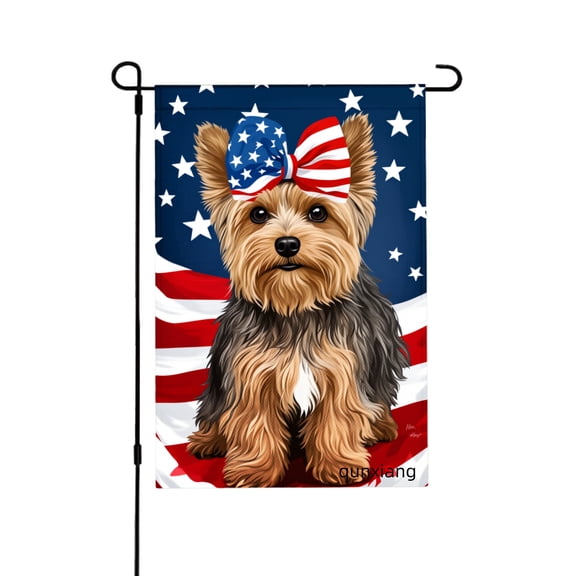 AMHNF Yorkie Dog American Flag Garden Flag For Home Outdoor Garden Yard Decor 12x18 inch