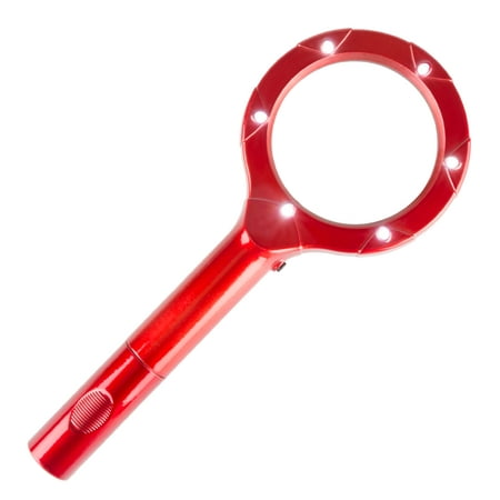 Magnifying Glass with LED Light, Lightweight Handheld Lighted 4x Magnifier by (Best Red Dot Magnifier)