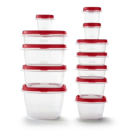 Rubbermaid Easy Find Vented Lids Food Storage Containers, 24-Piece Set, Racer
