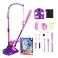 thumbnail image 2 of HUASHENG 4 In 1 Tee Set For Kids 3 5 Hanging Tee 2 Retractable Bat Batting Tee Pitching Machine For Toddlers Kid With Baseball Gloves Ground Stakes For Stabi, 2 of 5