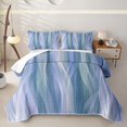 thumbnail image 2 of jejeloiu Blue Modern Geometric Lines Bed Spread Queen Kids,Flowing Wave Stripes Queen Coverlet Set For Girls,3 Pieces, 2 of 7