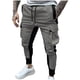 thumbnail image 1 of Puntoco Pantalones elásticos de color sólido con cremallera y múltiples bolsillos para hombre, cintura elástica con cordón para ajustar los pies, 1 of 8