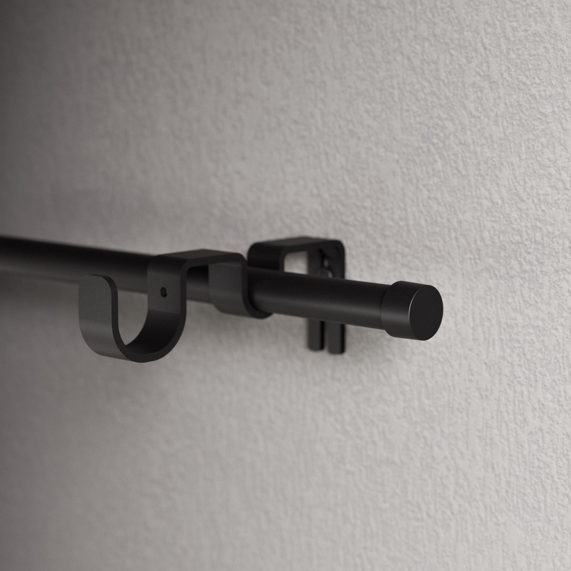 Better Homes & Gardens 5/8" Matte Black Adjustable Add-On Curtain Rod Kit, 32-120"