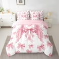 thumbnail image 2 of jejeloiu Ribbon Bow Tie Bedding Comforter Set 7-Piece,Angel Wings King Bedding Sets,Pink Princess Bowknot Bed Sheets,Lightweight Room Decorative Reversible, 2 of 8