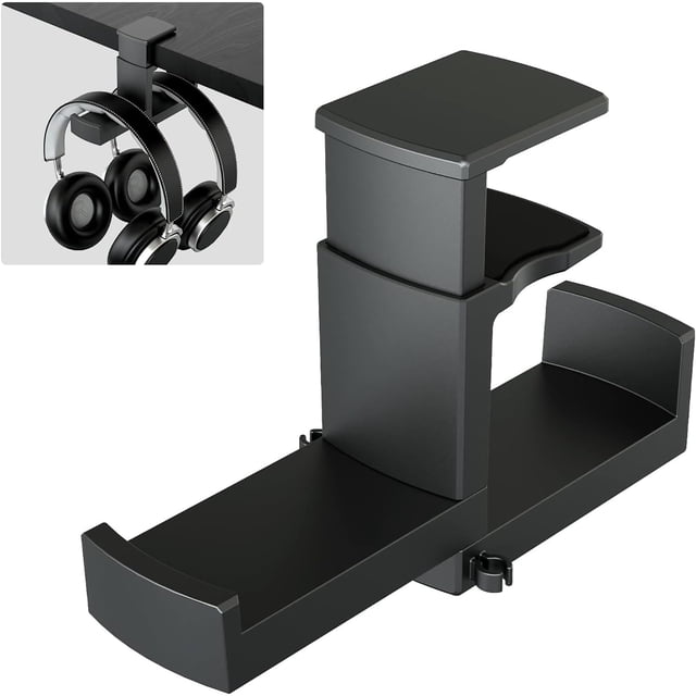 Soporte para auriculares EURPMASK Dual, giratorio 360°, negro