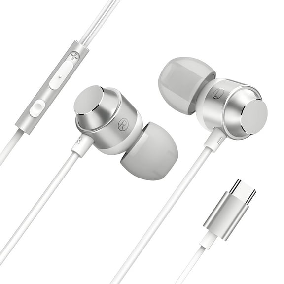 GJX USB C Earbuds Wired,Bass Heavy In-Ear Headphones,Noise Isolating Corded Earphones,Type C Gaming Earbuds with Mic