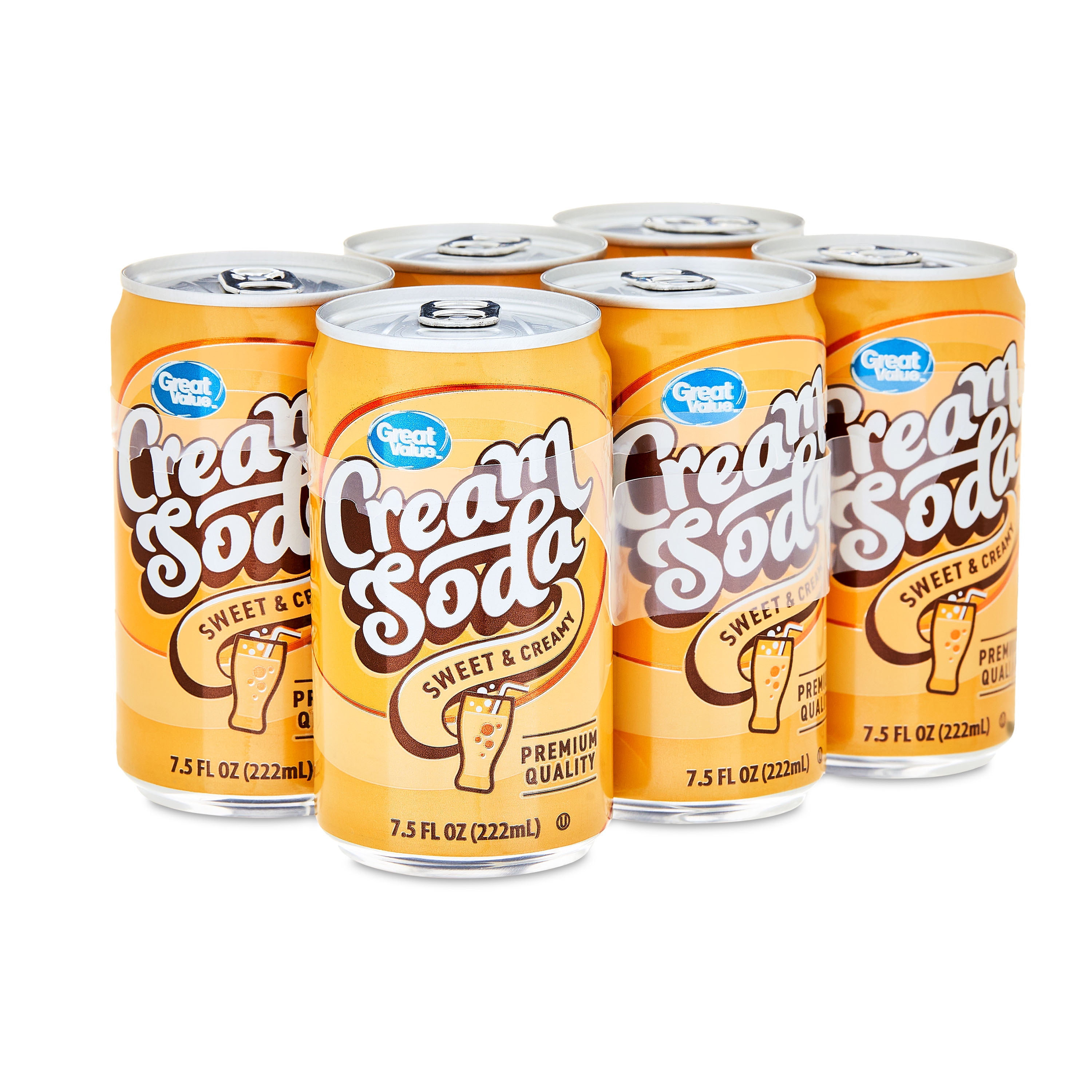 (8 pack) Great Value Cream Soda, 7.5 fl oz, 6 Pack Cans