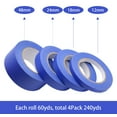 thumbnail image 2 of 4 Pack Blue Painters Tape, 1/2" 3/4" 1” 2” x 60yds, Multi Size Painting Masking Tape, Clean Release Paper Tape for Home and Office, 2 of 7