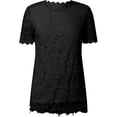 thumbnail image 3 of Summer Lace Tops for Women 2026 Lace Crochet Embroidery Crewneck T Shirts Dressy Casual Short Sleeve Elegant Hollow Out Shirt Work Blouses, 3 of 4