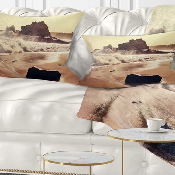 Designart 12" x 20" Brown Polyester Throw Pillow