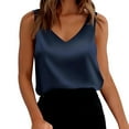 thumbnail image 2 of AKEGAMN Women's Silk Satin V-Neck Sleeveless Camisole Blouse, Blue S-XXL, 2 of 8