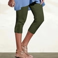 thumbnail image 2 of Women's Capri Pants Summer Solid High Waist Slim Fit Cropped Leggings with Pockets, Elastic Waist Stretchy Soft Fabric, Casual Yoga Workout Gym Lounge Pants for Women, Womens, 2 of 7