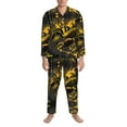 thumbnail image 4 of Mens Pajamas Set - Urban Graffiti Scorpion Illustration Comfy Long Sleeve Button Up Pajama Sets for Men 2 Piece, Soft Sleepwear Nightwear Pjs Lounge Sets for Men with Pockets, 4 of 5