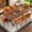 Orange-Walnut-black, variant on PUKNLY 71" x 35.4" Dining Table with 8 Brown Fabric Chair Set, Dining Furniture Sets for 8 People, Modern Rustic Design with Integrated Handle Chairs, for Dining Room Kitchen Office