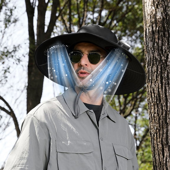 Zenithome Solar USB Fishing Hat Fan, 48cm(18.9in), 300mA, for Fishing Hiking Travel, Breathable Sun - Protective, Unisex