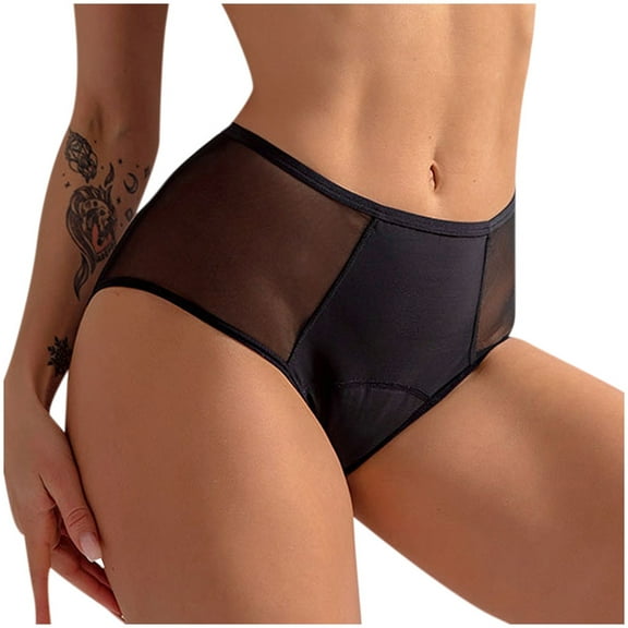 Efsteb Underwear for Women Leak Proof Menstrual Period Panties Underwear Physiological Waist Comfortable Breathable Briefs Black