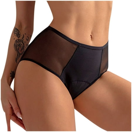 

YDKZYMD Plus Size Briefs Underwear for Women Soft Sexy Large Mesh Sheer Briefs Mid Waisteded Transparent Panties Black
