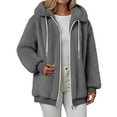 thumbnail image 5 of adviicd Women's Sherpa Fleece Hooded Jacket Zip Up Fuzzy Sweatshirts Fall Winter Warm Soft Cozy Clothes (Light Gray, 4XL), 5 of 6