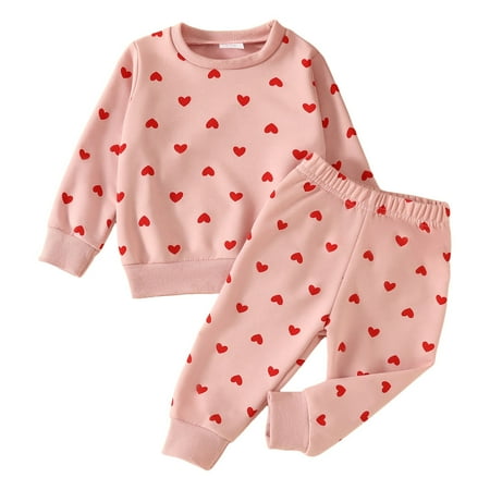

Xiuong Baby Girl Outfits Long Sleeve Tops + Pants Set (Pink 3-4 Years)