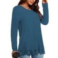 thumbnail image 3 of MOSHU Long Sleeve Tops for Women V-neck Womens Blouses Lace Hem Casual Shirts, 3 of 9