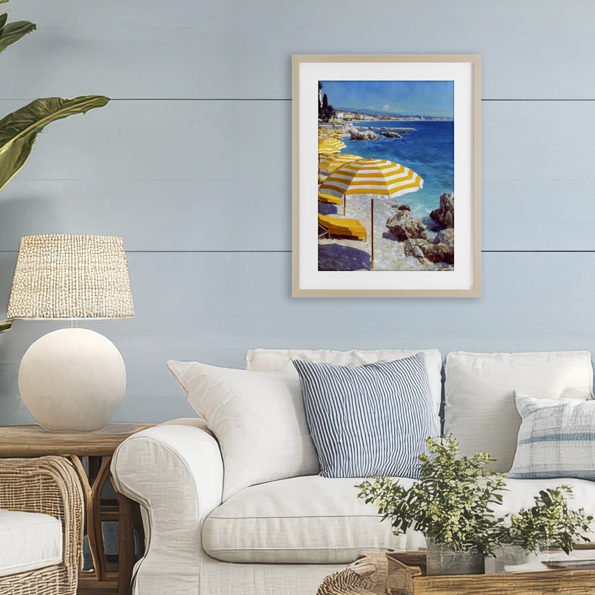 Stupell Industries Sunshine on the Shore Birch Framed Print Under Glass, design by Petal Prints Design