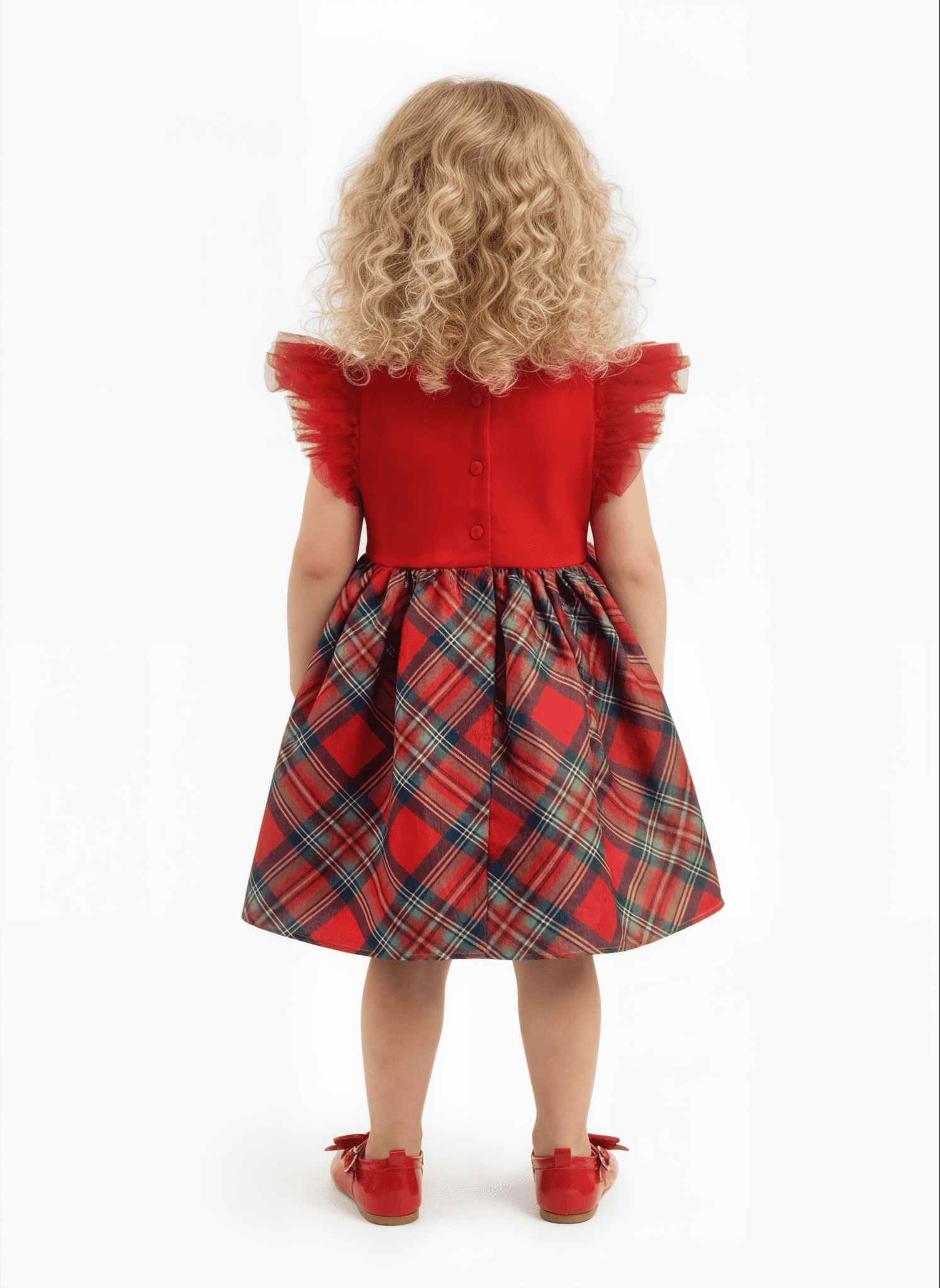 Dreaming of Lucy Toddler Girls Plaid Dress with Flutter Sleeves, Sizes 12M- 5T
