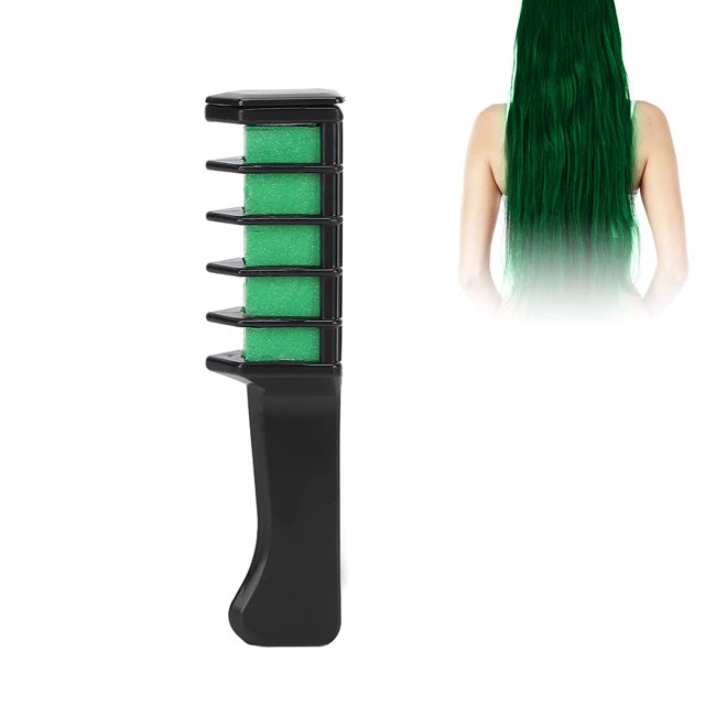 Temporary Hair Color Comb, Professional Portable Mini Instant Temporary Hair Dye Combs Non-Toxic Chalk Color for Girls and Boys Spray Hair Dyeing New Year Family Gathering(Dark fluorescent green)