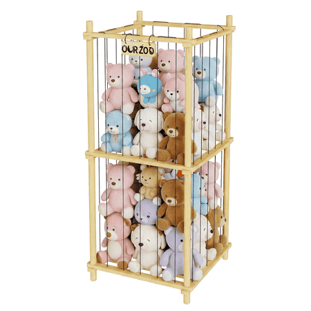 Stuffed Animal Zoo Storage Cage 48 Extra Large Toy Storage Bin Display for Kids Room Playroom Plushies Stuffy Toys Organizer Holder Basket