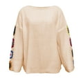 thumbnail image 7 of QASIEATN Sweaters for Graceful Women Fashion, Sweater Floral Pattern Drop Shoulder Pointelle Knit Sweater Sweater Women, Womens Fall Tops, 7 of 7