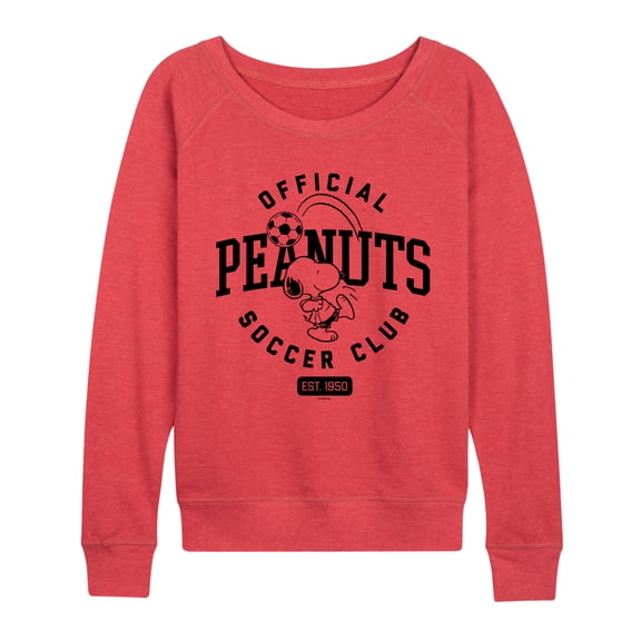 Peanuts - Peanuts Soccer Club Lightweight French Terry Wide Neck Long Sleeve Graphic Shirt