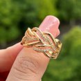 thumbnail image 2 of Womens Copper Ring Multi Layer Hollow Zircon Geometric Lines Design Fashion Jewelry For Zircon Ring Style Gold, 2 of 5