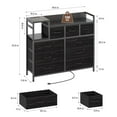 thumbnail image 5 of 9-Drawers Dresser with Power Outlets, Metal Frame and Fabric Drawers for Bedroom, Wood Top Cabinet for Closet, Nursery, Black, 5 of 7