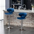 thumbnail image 3 of Velvet Upholstered Adjustable Swivel Barstool, Set of 2, 3 of 9