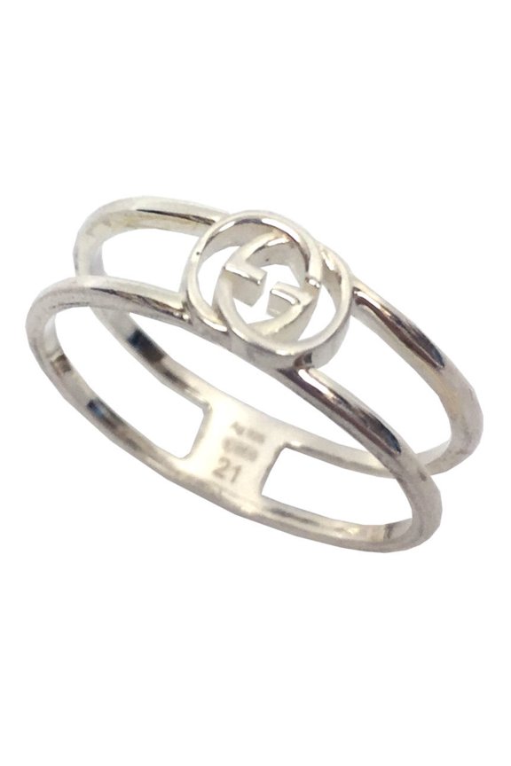 Pre-Owned Gucci Interlocking G Band Ring, 298036, #21, AG925 Silver, Ring