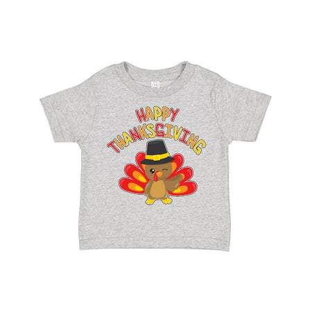

Inktastic Happy Thanksgiving- Cute Turkey in Pilgrim Hat Gift Toddler Boy or Toddler Girl T-Shirt