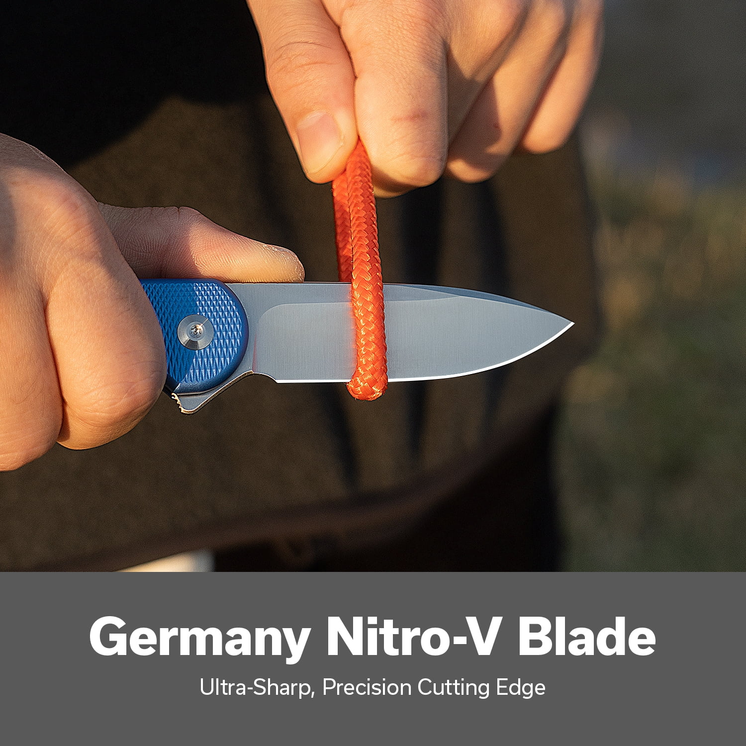 CIVIVI Elementum II Pocket Folding Knife, 2.96" Nitro-V Steel Blade Aluminum Handle Knife with Deep Carry Pocket Clip for Camping Hiking Hunting C18062PD-2, Blue