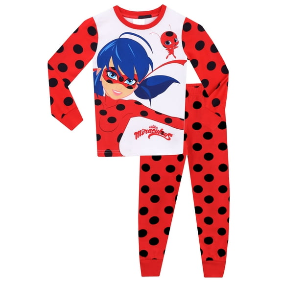 Miraculous Girls Ladybug Long Sleeve Pajamas Sizes 4-12