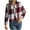 #0108-Red, variant on Cropped Jacket for Women Plaid Button Down Stand Collar Long Sleeve Shackets Bomber Jacket Coats with Pockets